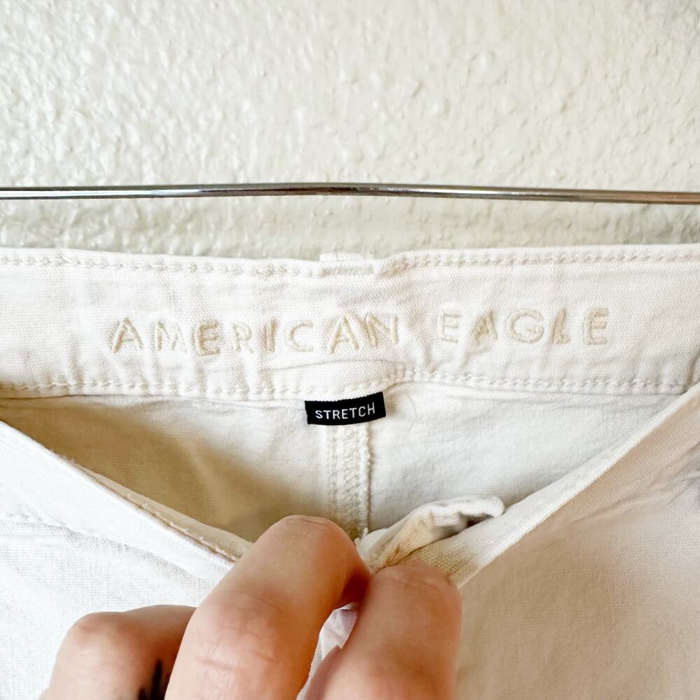 American Eagle High Rise Straight White Chino Carpenter Pants sz 8 - Picture 4 of 11